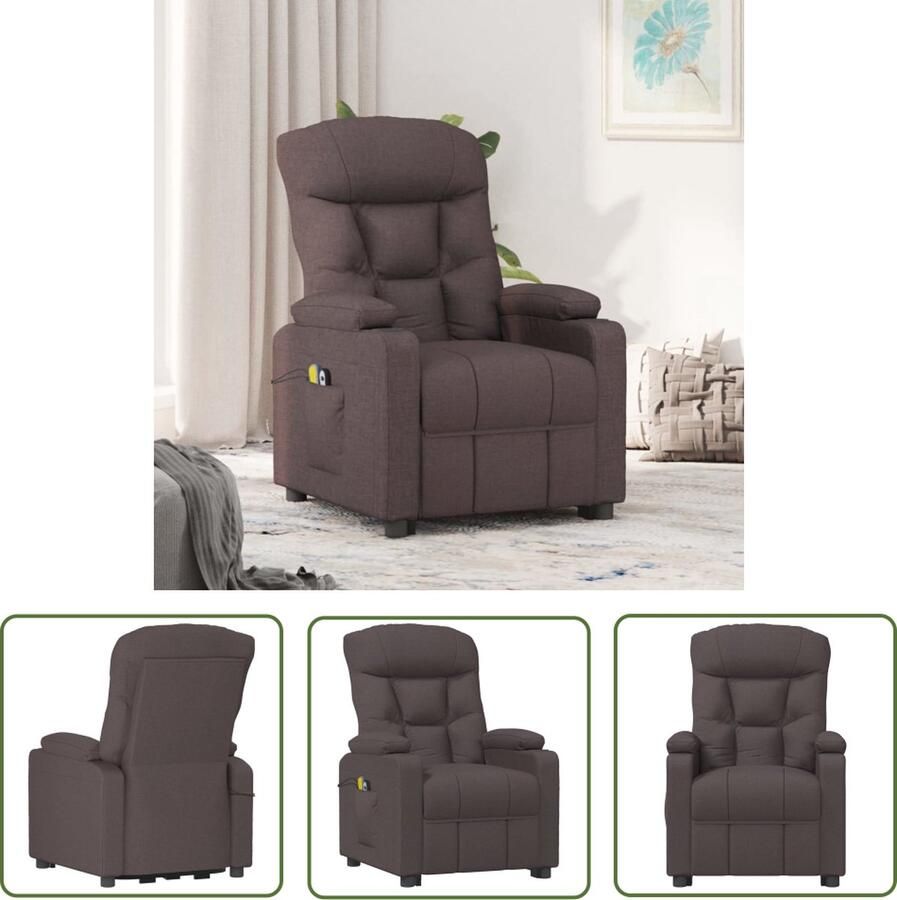 VidaXL The Living Store Massagefauteuil Elektrisch Verstelbaar Donkerbruin 73x94x101.5cm 6-punts Trillingsmassage