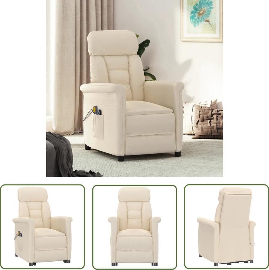 The Living Store Massagefauteuil Elektrisch Verstelbaar Massagefunctie Comfortabele Zitervaring Stevig en Stabiel Frame Beige 70.5 x 96.5 x 95 cm - Foto 2