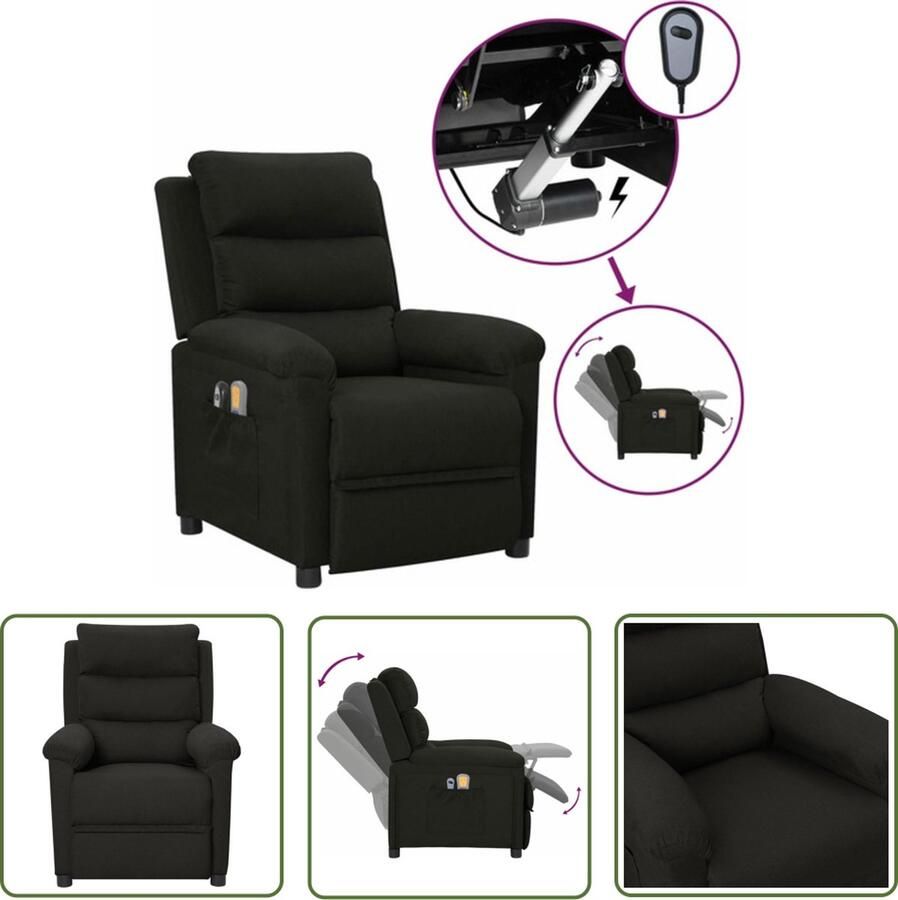 The Living Store Massagefauteuil Elektrisch Verstelbaar Met Massagefunctie Comfortabel en Duurzaam Zwart 74x92x101.5 cm Elektrische Massagestoel Massagefauteuil Relaxfauteuil Ergonomische Stoel Comfortabele Stoel - Foto 2