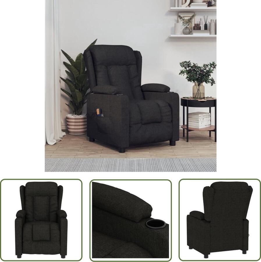 The Living Store Massagefauteuil Elektrisch verstelbaar Vibratie- en warmtefunctie Comfortabele zitervaring Stevig en stabiel frame Zwart 72.5 x 96 x 99.5 cm - Foto 2