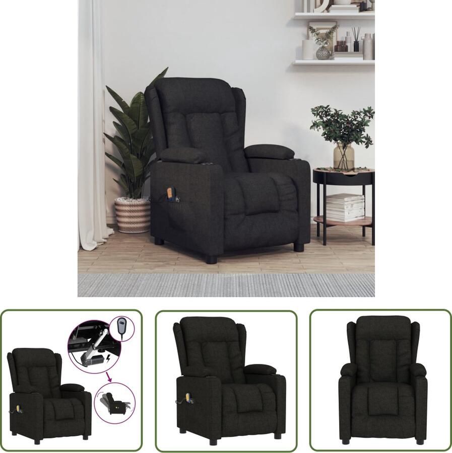 The Living Store Massagefauteuil Elektrisch verstelbaar Vibratie- en warmtefunctie Comfortabele zitervaring Stevig en stabiel frame Zwart 72.5 x 96 x 99.5 cm - Foto 3