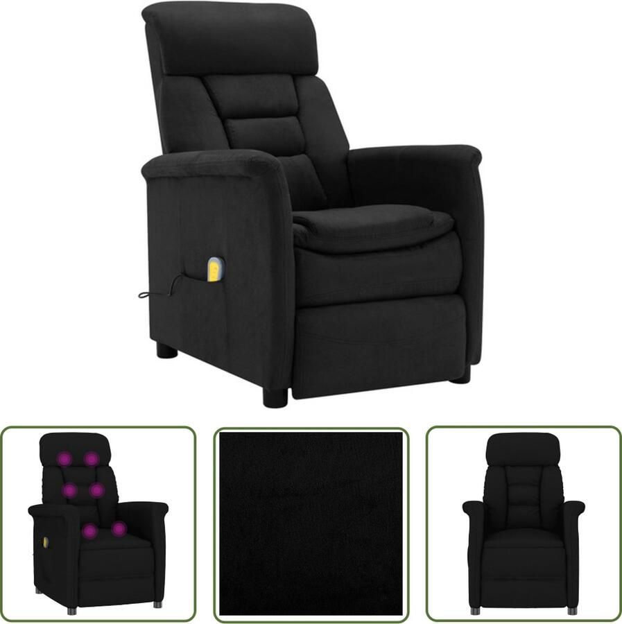 The Living Store Massagefauteuil Verstelbaar 6-punts massage Kunstsuède Zwart 70.5 x 143 x 76 cm Massagestoel Elektrische Massage Relaxstoel Loungestoel Fauteuils Massants - Foto 2