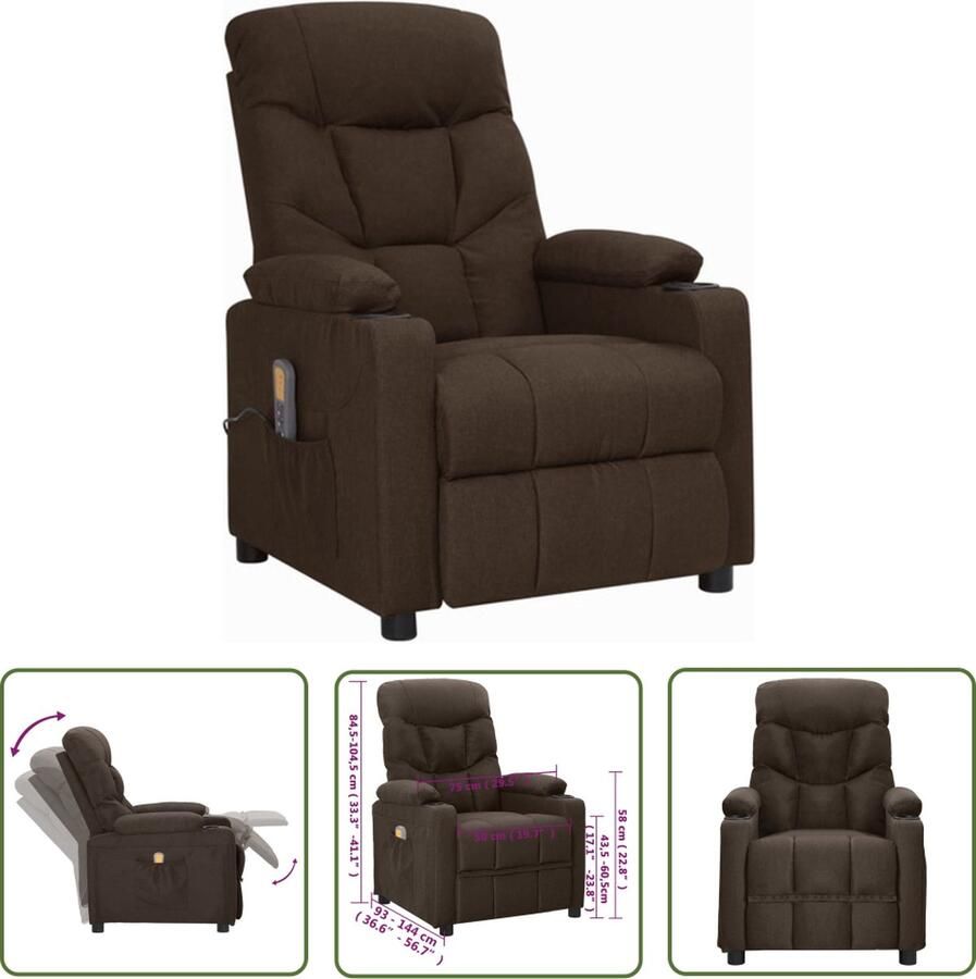 VidaXL The Living Store Massagefauteuil Verstelbaar 6-punts trillingsmassage 75 x 93 x 104.5 cm Donkerbruin - Foto 2