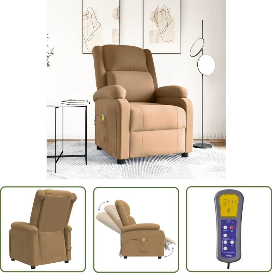 The Living Store Massagefauteuil Verstelbaar 6-punts trillingsmassage Bruin 70 x 93 x 98 cm - Foto 2