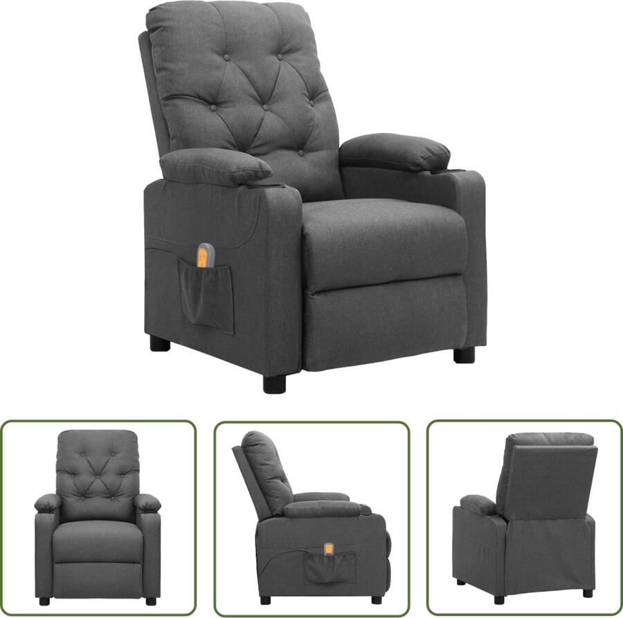 VidaXL Massagefauteuil Massagerstoel Massagestoel stof lichtgrijs Relaxfauteuil Ergonomische Stoel Comfortstoelen - Foto 3
