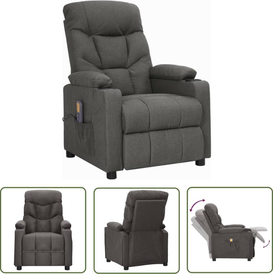 The Living Store Massagefauteuil Verstelbaar Donkergrijs 75x144x84.5cm 6-punts trillingsmassage Montage vereist Massagestoel Elektrische Massagestoel Relaxfauteuil Lounge Stoel Ergonomische Stoel - Foto 2