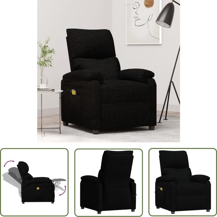 The Living Store Massagefauteuil Verstelbaar Massage Zwart 73 x 92 x 101 cm Polyester-Metaal