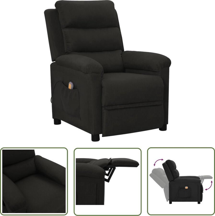 The Living Store Massagefauteuil Verstelbaar Met Massagefunctie Comfortabel Zwart 74 x 92 x 101.5 cm Massagestoel Elektrische Massagestoel Relaxstoel Loungestoel Fauteuils - Foto 2