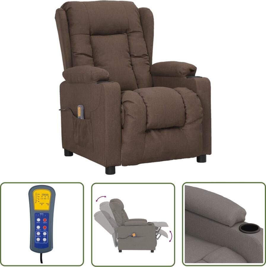 The Living Store Massagefauteuil Verstelbaar Vibratie en Warmte 72.5x96x99.5 cm Taupe - Foto 2