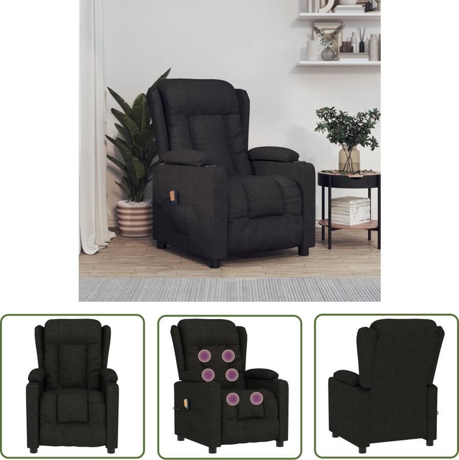 The Living Store Massagefauteuil Verstelbaar Zwart 72.5 x 96 x 99.5 cm Met Massage en Verwarming 6-punts Trillingsmassage Massagestoel Verstelbare Stoel Massage Fauteuil Relaxfauteuil Ergonomische Stoel - Foto 2