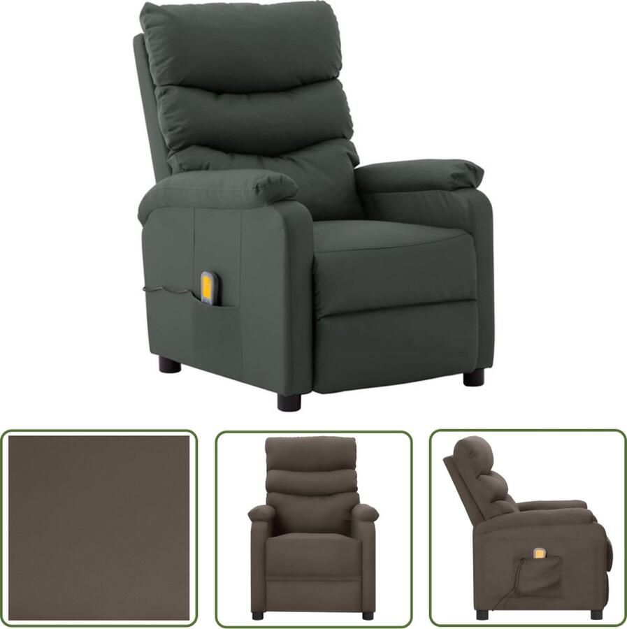 The Living Store Massagefauteuil Verstelbare rugleuning en voetensteun Grijs 75 x 91 x 101 cm - Foto 3