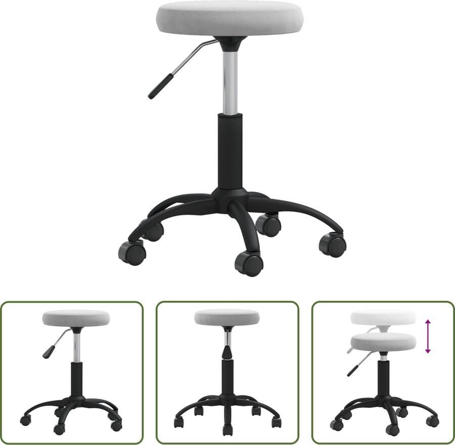 The Living Store Massagekruk Salonkruk Fluweel 31x(42-54) cm Lichtgrijs Massagekruk Salonkruk Fluweelkruk Ergonomische Krus Zachte Stoel - Foto 2