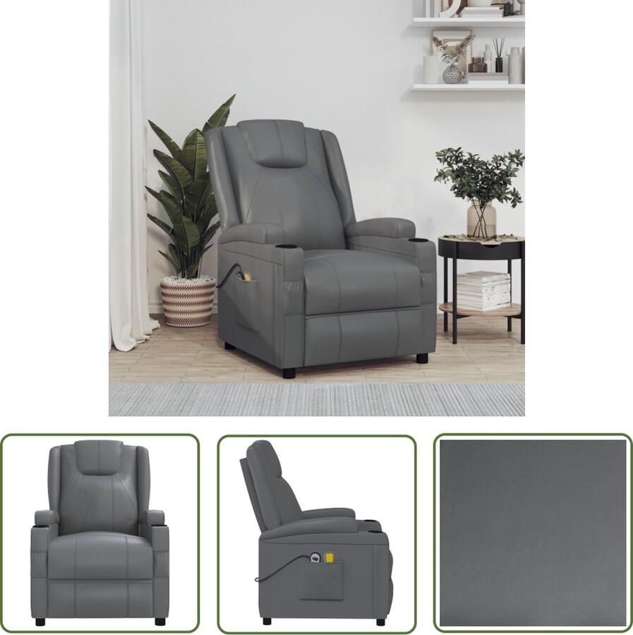 The Living Store Massagestoel Antraciet 75 x 88 x 100 cm Elektrisch verstelbaar Elektrische Massagestoel Massagefauteuil Elektrisch Verstelbare Stoel Ergonomische Stoel Loungestoel - Foto 2