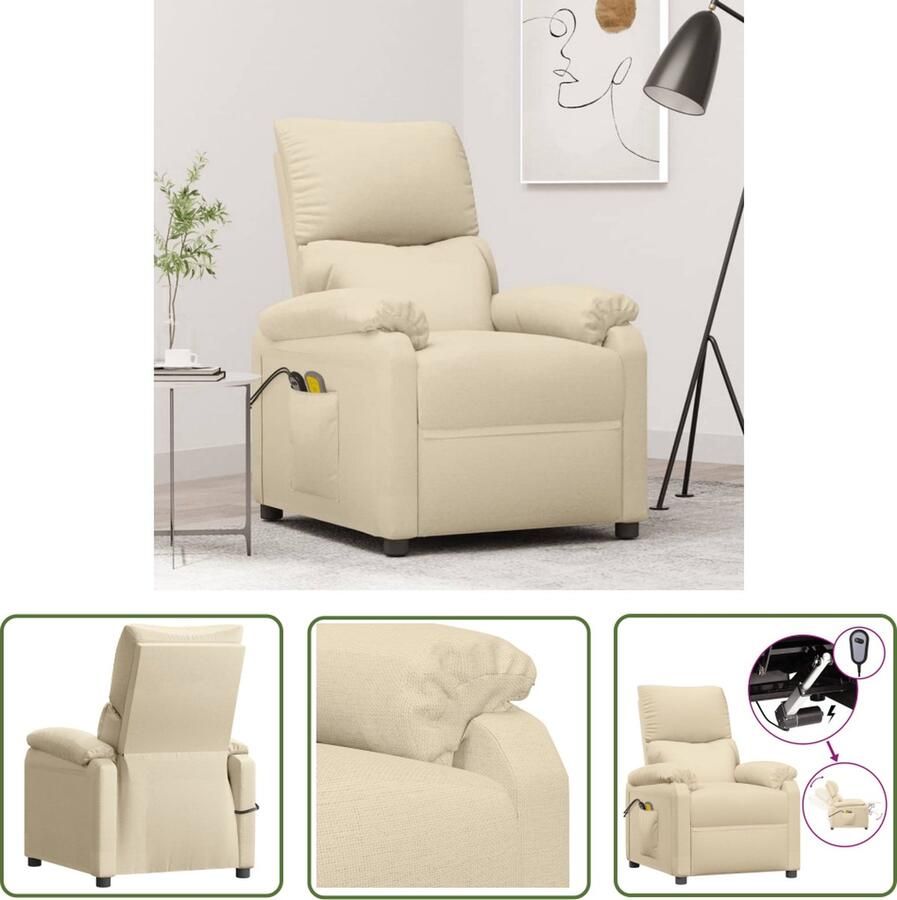 The Living Store Elektrische Massagefauteuil Crème 71 x 92 x 96.5 cm Verstelbaar Massagefunctie Comfortabel Elektrische Massagestoel Massagefauteuil Relaxstoel Ergonomische Stoel Comfortabele Stoel - Foto 2