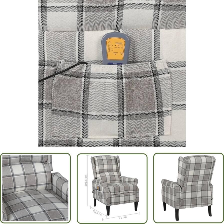 The Living Store Massagestoel Elektrisch verstelbaar 6-punts trillingsmassage Grijs Massagestoel Elektrische Massagestoel Verstelbare Stoel Relaxstoelen Ergonomische Stoel - Foto 2