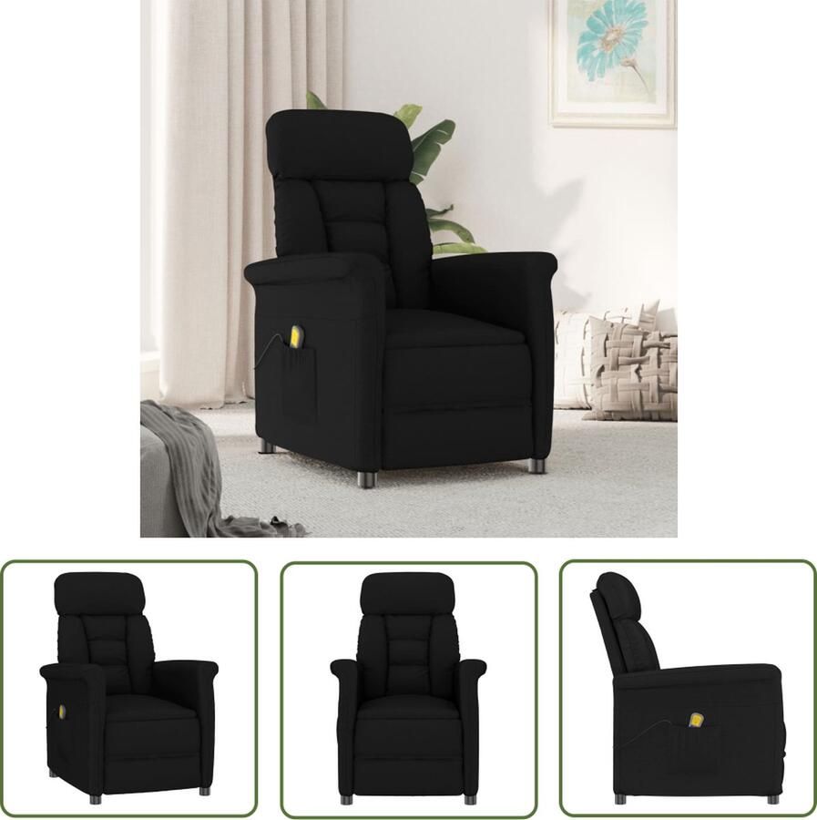 The Living Store Massagefauteuil Verstelbaar 6-punts massage Kunstsuède Zwart 70.5 x 143 x 76 cm Massagestoel Elektrische Massage Relaxstoel Loungestoel Fauteuils Massants - Foto 3