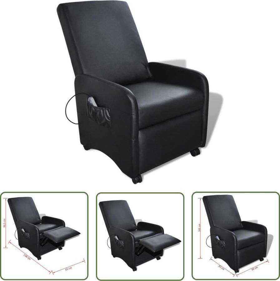 The Living Store Massagestoel Luxe Verstelbaar Zwart 65x138x96.5 cm - Foto 2
