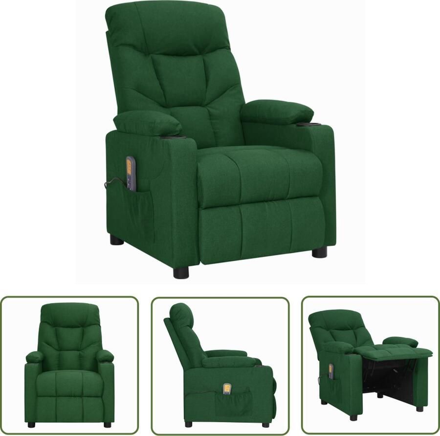 The Living Store Massagefauteuil Groen Verstelbaar 6-Punts Massage Comfortabele Zitting Sterk en Stabiel Frame