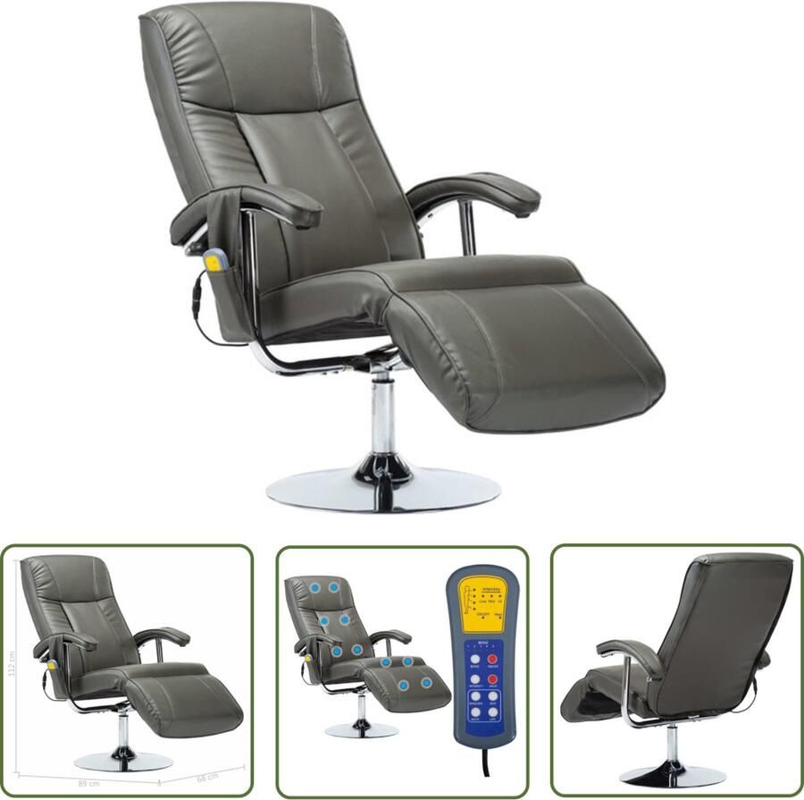 The Living Store Massagestoel Massagestoelen Grijs Afm- 68x137x104 cm Ergonomisch ontwerp - Foto 2