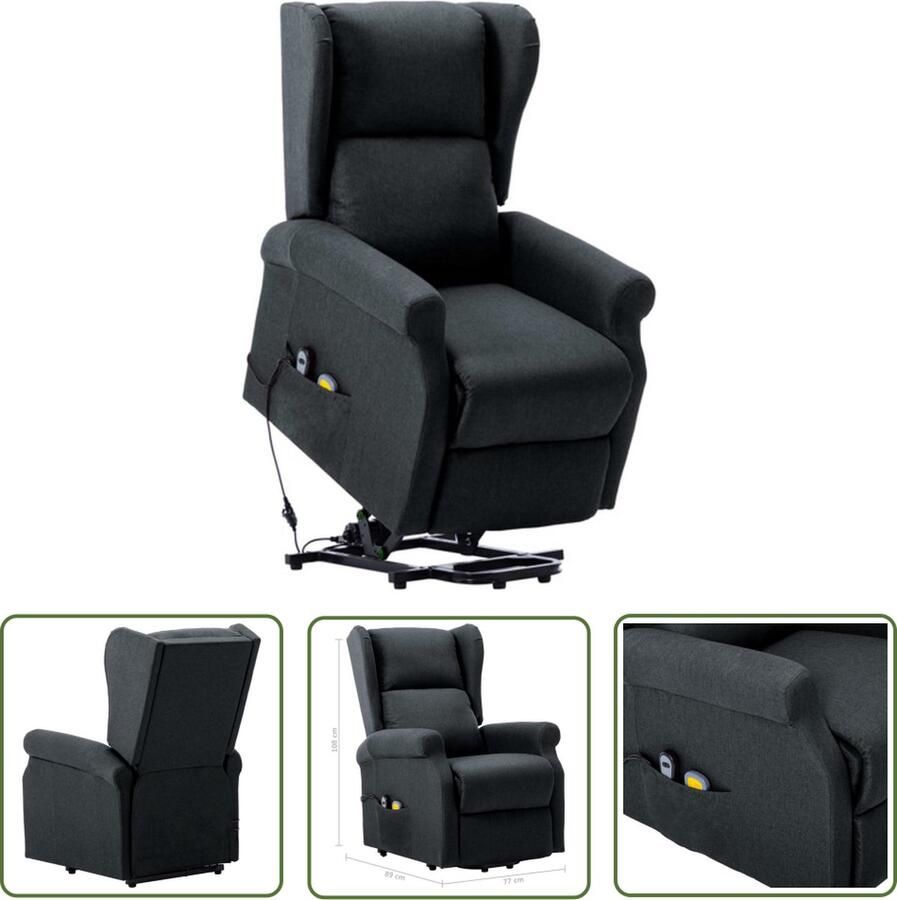 The Living Store Massagestoel Sta-op Donkergrijs 77 x 89 x 108 cm Verstelbaar en met massage- en verwarmingsfunctie Incl afstandsbediening Draagvermogen 110 kg Montage vereist - Foto 2