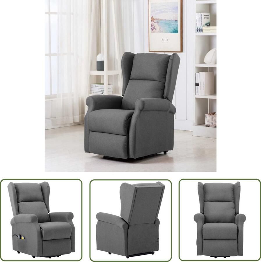 The Living Store Massagestoel Sta-op-massagestoel Lichtgrijs 77x89x108cm Sta-op Massagerstoel Elektrische Massagestoel Ergonomische Stoel Lounge Stoel Leesstoeltje - Foto 2