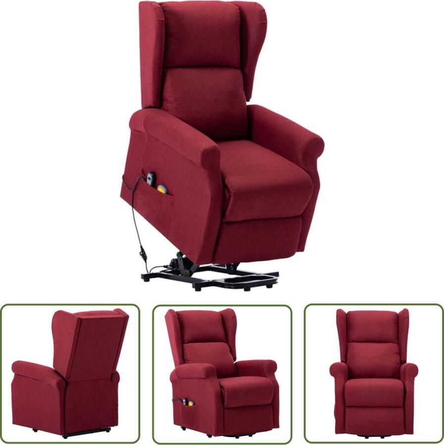 The Living Store Massagestoel Verstelbaar Design Sta-opfunctie 6-punts massage Warmtefunctie Comfortabele zitting Wijnrood 77x89x108 cm Massagestoel Elektrisch Massagerstoel Sta Op Stoel Relaxfauteuil Ergonomische Stoel - Foto 2