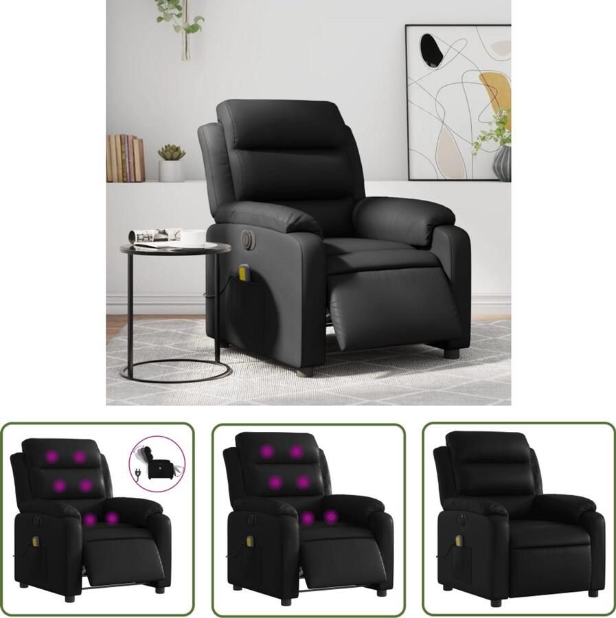 VidaXL The Living Store Massagestoel verstelbaar elektrisch kunstleer zwart Massagestoel Elektrische Fauteuil Ergonomische Stoel Lounge Stoel Relaxstoel