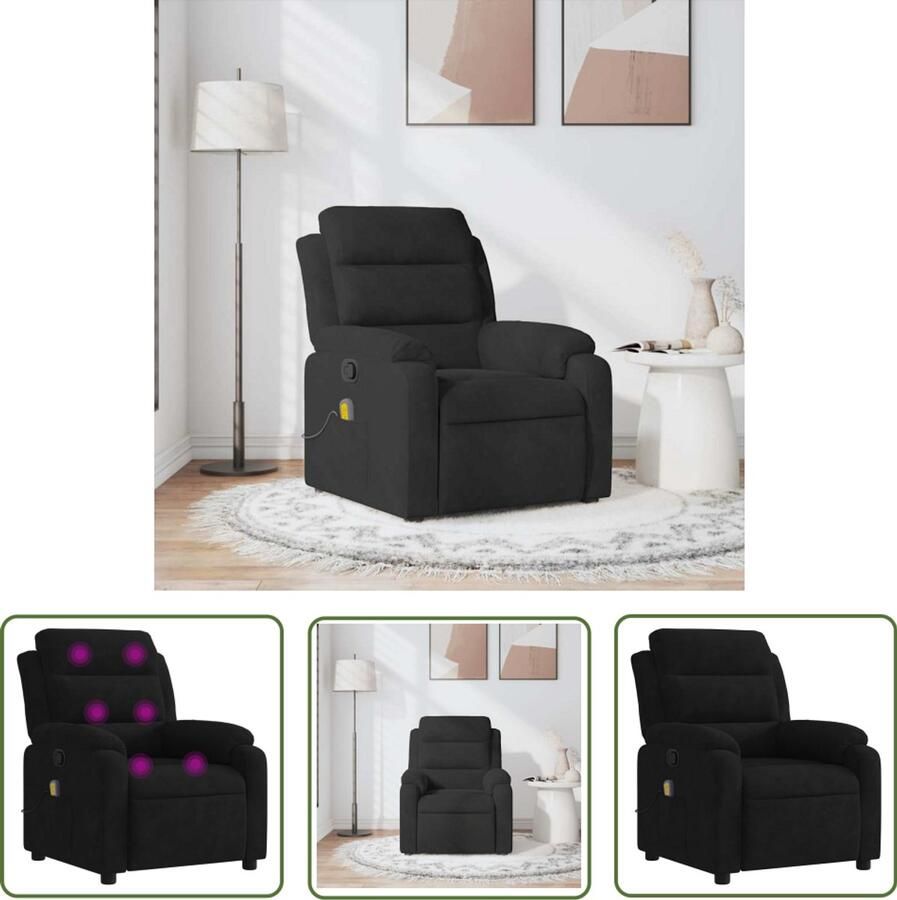 VidaXL Massagestoel verstelbaar fluweel zwart Massagestoel Zwarte Massagestoel Fluweel Massagestoel Elektrische Massagestoel Relaxstoel