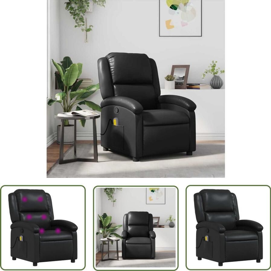 VidaXL Massagestoel verstelbaar kunstleer zwart Massagestoel Zwarte Massagestoel Elektrische Massagestoel Loungestoel Ergonomische Stoel