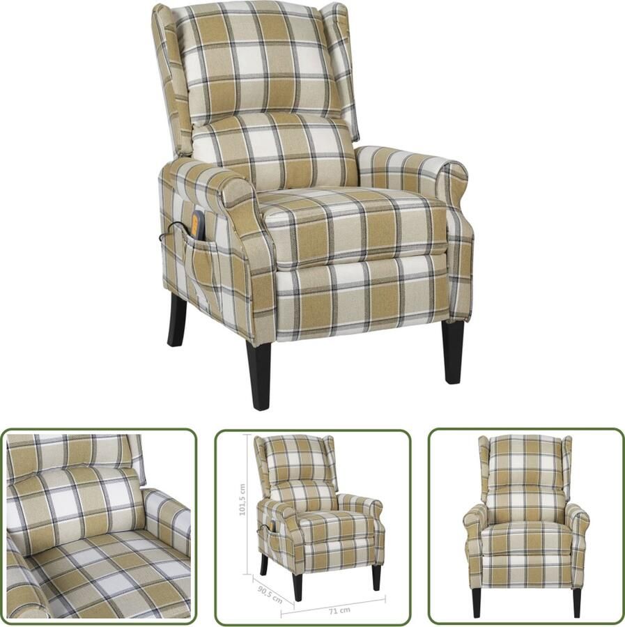 The Living Store Elektrische Massagestoel Groen 71 x 90.5 x 101.5 cm Massage en Verwarming Elektrische Massagestoel Verwarmde Massagestoel Ergonomische Stoel Lounge Stoel