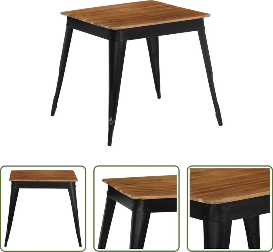 The Living Store Massief Acaciahouten Eettafel 75 x 75 x 76 cm IndustriÃle Stijl Eetkamerstoel Acacia Houten Tafel Industriële Tafel Salontafel Bureausteen - Foto 2