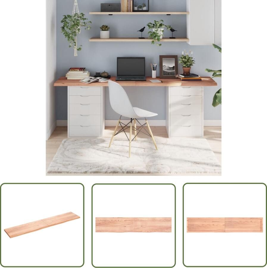 The Living Store Tafelblad 200x40x(2-4)cm behandeld massief eikenhout lichtbruin Tafelblad Eikenhouten Tafelblad Massief Eikenhout Tweedehands Tafelblad Vintage Tafelblad - Foto 2