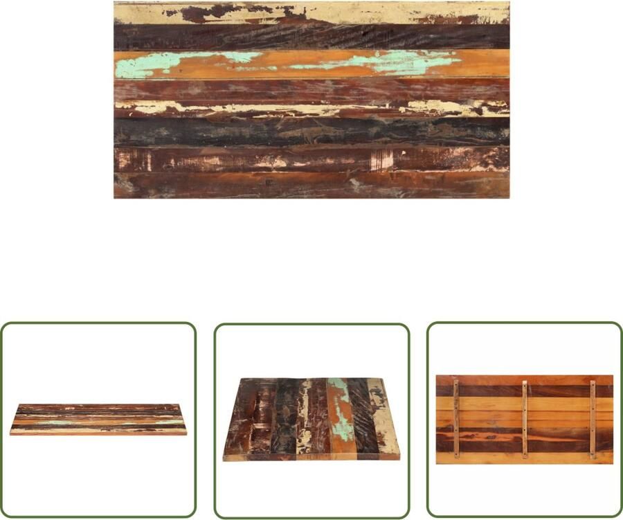 The Living Store Tafelblad rechthoekig 25-27 mm 60x120cm massief gerecycled hout Tafelonderdeel - Foto 2