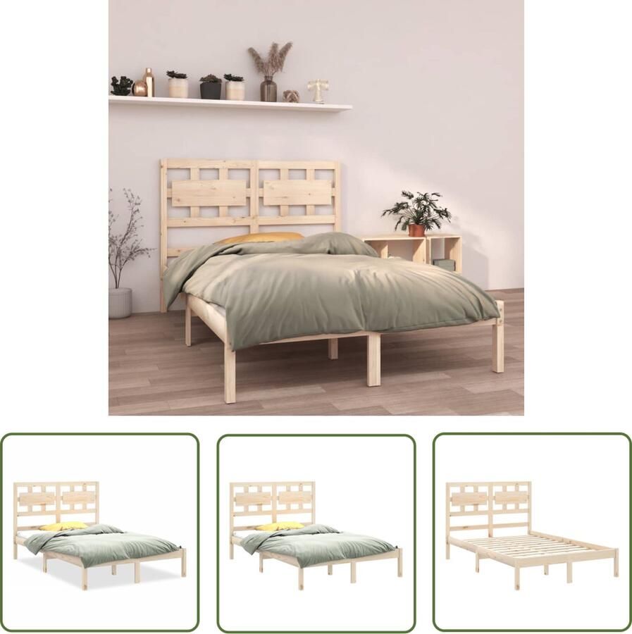 The Living Store Massief Grenen Bedframe 150 x 200 cm Hoogwaardig materiaal