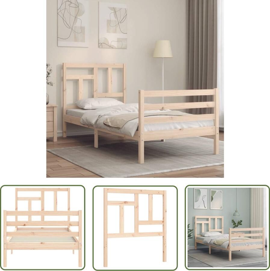 The Living Store Massief grenenhouten bedframe 195.5x80.5x100 cm Multiplex lattenbodem Massief Houten Bed Grenenhouten Bed Tweepersoonsbed Lattenbodem Bed Frame - Foto 2