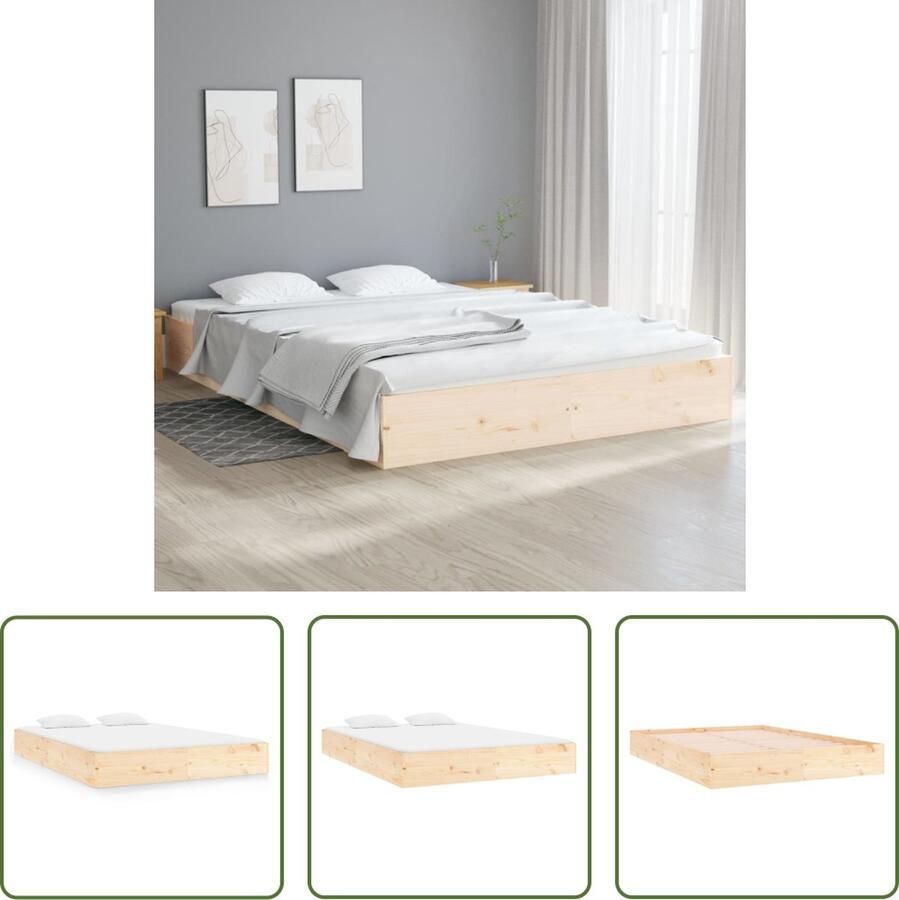 The Living Store Massief Grenenhouten Bedframe 203 x 202.5 x 23 cm Rustiek hout Geschikt voor 200 x 200 cm matras Massief Houten Bed Grenenhouten Bed Tweepersoons Bed Modern Bed Stabiele Bed