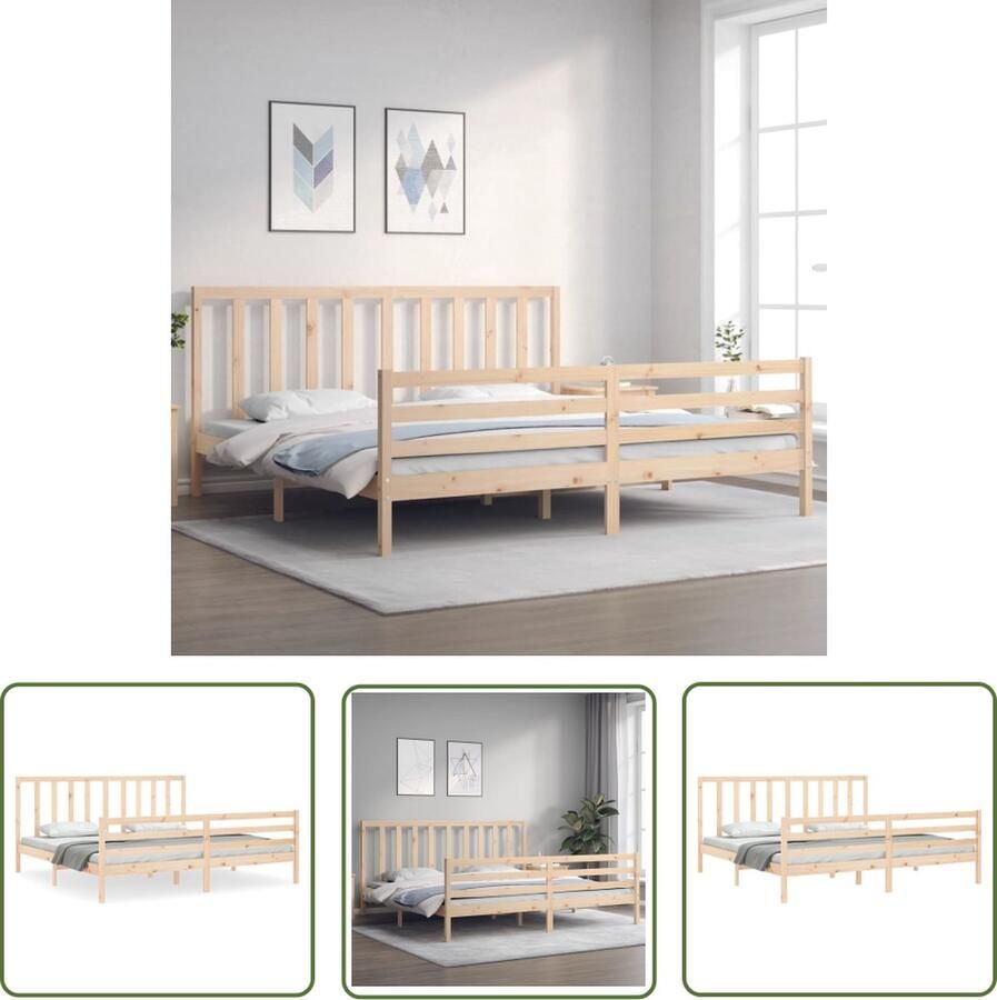 The Living Store Bedframe Massief Grenenhout Multiplex Lattenbodem 205.5 x 185.5 x 100 cm 180 x 200 cm (6FT Super King) Montage vereist Massief Houten Bed Frame Grenenhouten Bed Super King Bed Boxspring Bed Tweepersoons Bed - Foto 4