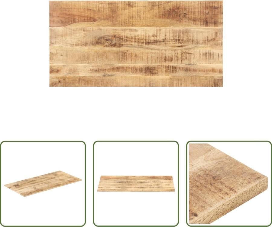 The Living Store Massief Mangohouten Tafelblad 100x60 cm Industriële Look - Foto 2