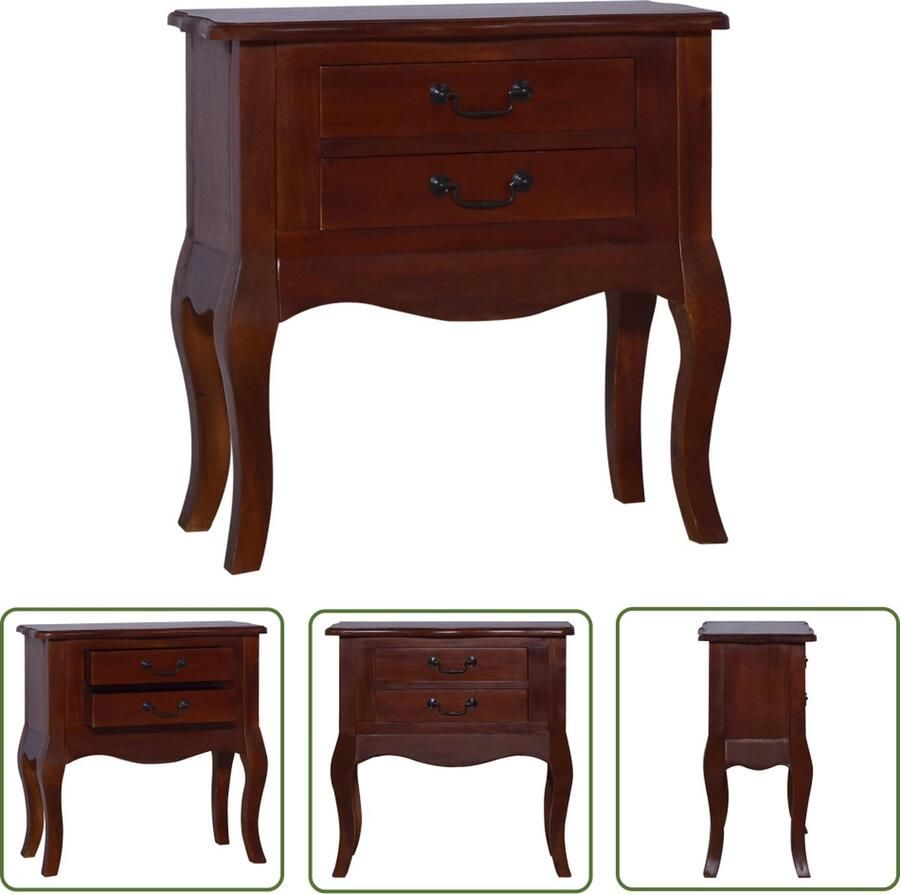 The Living Store Massief Sheeshamhouten Bedtafeltje 60 x 30 x 60 cm Met 2 lades - Foto 2