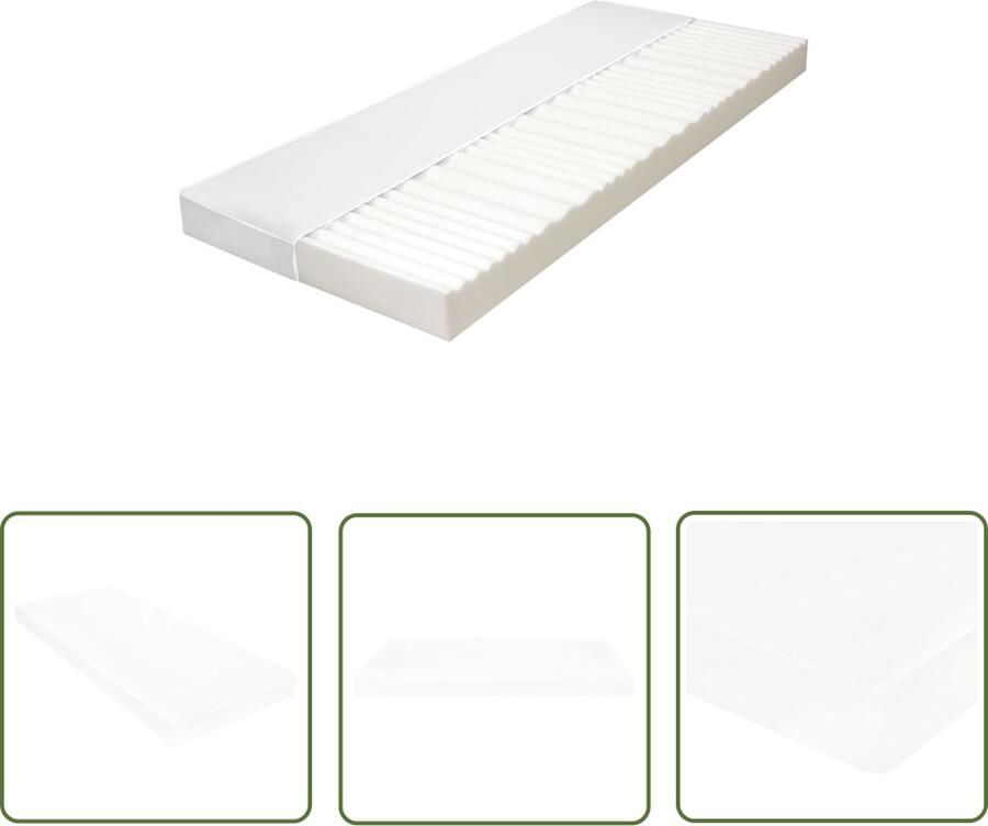 The Living Store 7 Zone Bezoekersmatras 80x200x10 cm 7 Zone PU-schuimtechnologie Drukverlichting Comfort op elk gebied Bezoekermatras 7 Zone Matras Drukverlichtende Matras Middenhard Matras Witte Matras