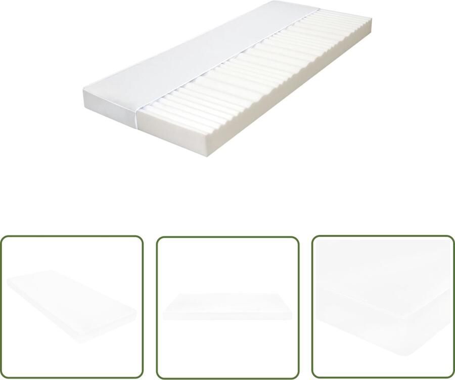 The Living Store 7 Zone Bezoekersmatras 90 x 200 x 10 cm D25 PU-schuimtechnologie Bezoekersmatras PU-schuim 7 Zone Matras Drukverlichting Ergonomisch Matras