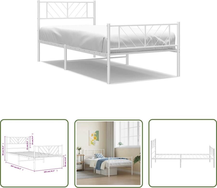 The Living Store Metalen Bedframe Classic s Bedframes 207x105x90cm Robuust en Elegant