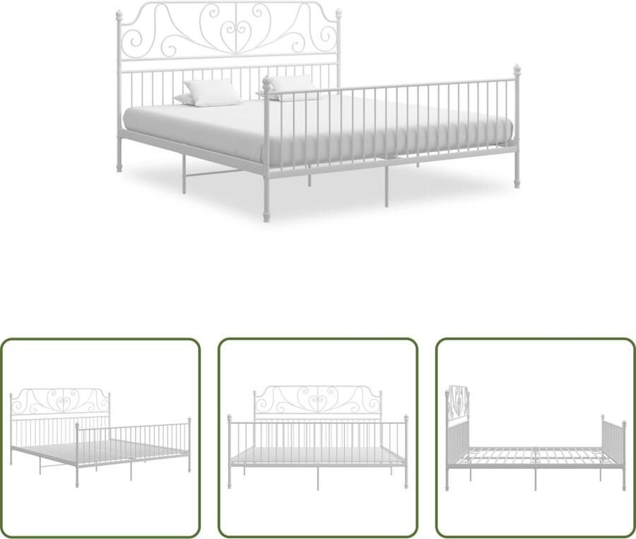 The Living Store Metalen Bedframe Comfort Bedframe 206 x 204 x 131 cm Gepoedercoat Metaal Metalen Bedframe Tweepersoons Bed Wit Bed Kopen Boxspring Bed