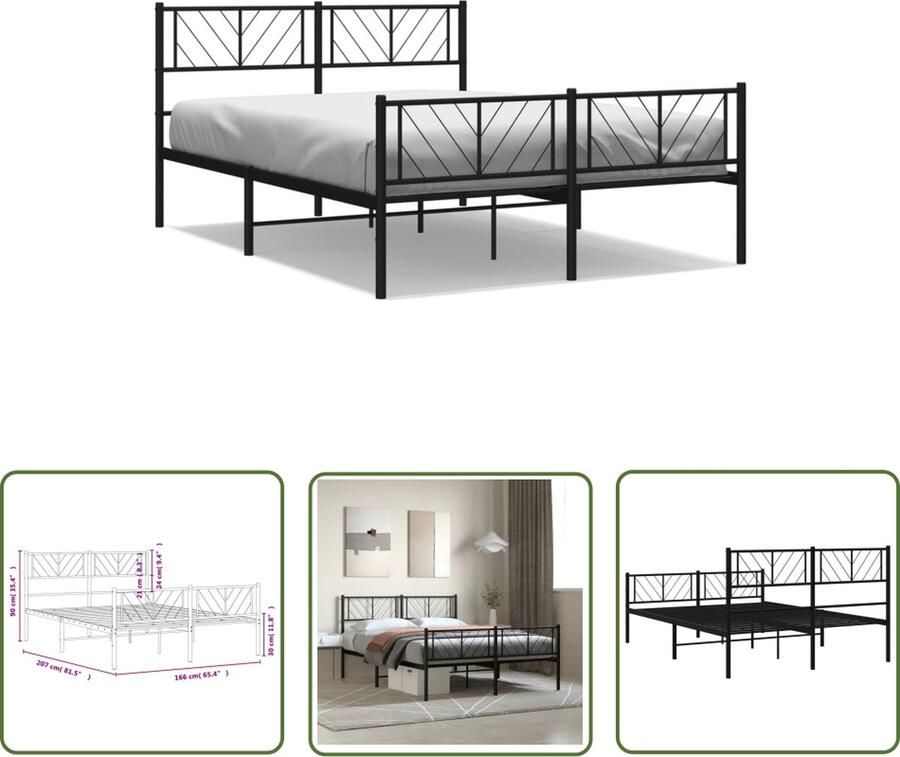 The Living Store Metalen Bedframe Klassieke Bedden 207x166x90cm Robuust en Elegant Metalen Bedframe Klassiek Bed Zwarte Bedbank Staal Bed Tweepersoons Bed - Foto 2