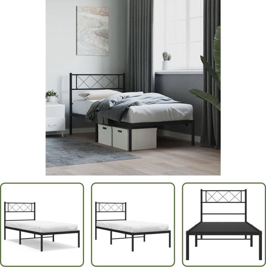 The Living Store Metalen Bedframe Klassieke Slaapkamermeubel 207x104.5x90 cm Zwart