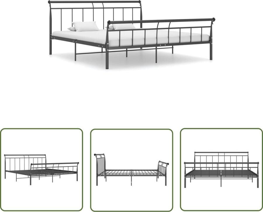 The Living Store Bedframe metaal zwart 200x200 cm Bedframe Bed Frame Bed Frames Bed Bedden Metalen Bedframe Metalen Bedframes 2-persoonsbed 2