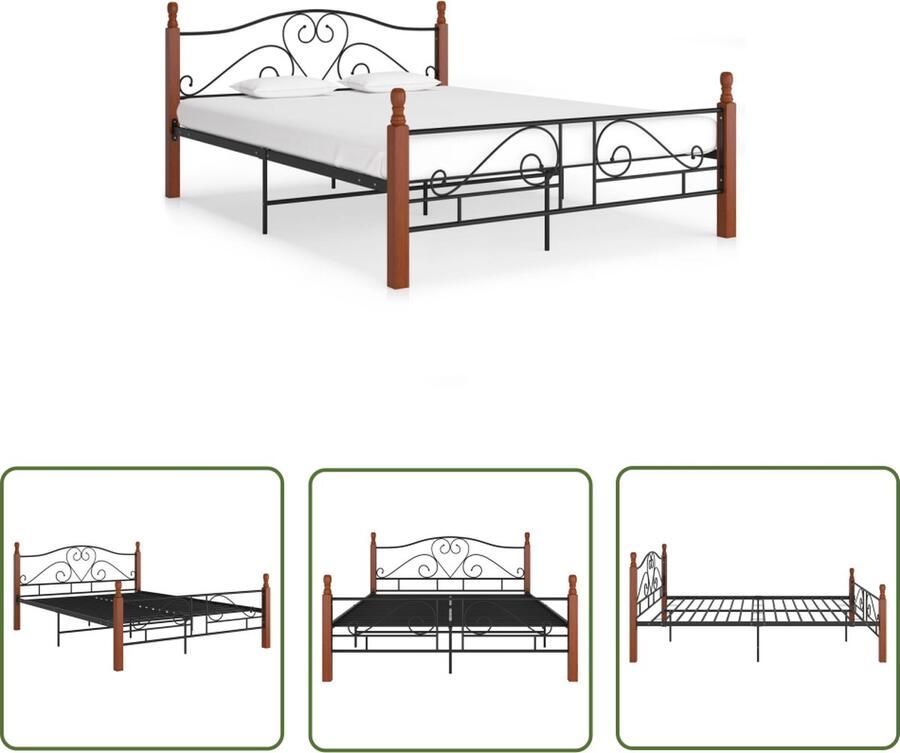 The Living Store Bedframe metaal zwart 160x200 cm Bedframe Bedframes Bed Bedden Frame Frames Tweepersoonsbed Tweepersoonsbedden Bedombouw Bedombouwen Metalen Bed