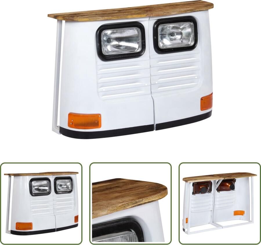 The Living Store Dressoir vrachtwagen massief mangohout wit Vintage Dressoir Industrieel Dressoir Mangohout Dressoir Wit Dressoir Opberg Dresser