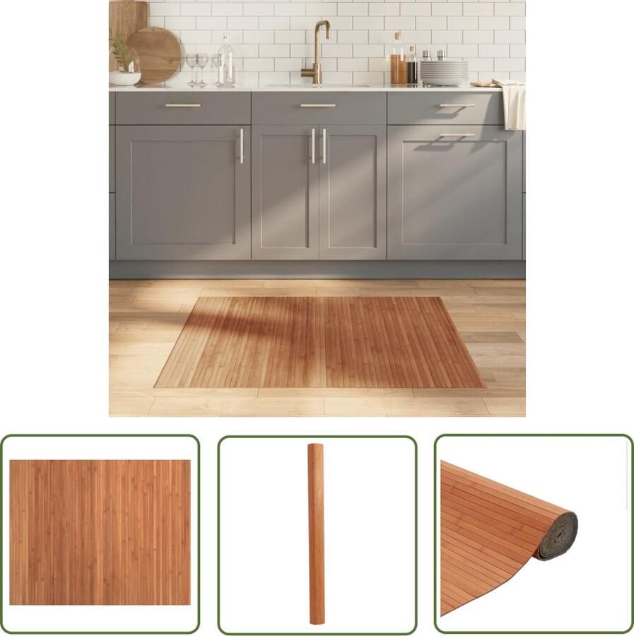 The Living Store Vloerkleed rechthoekig 80x100 cm bamboe bruin Bamboetapijt Vloertapijt Modern Tapijt Beige Tapijt Kamertapijt - Foto 2
