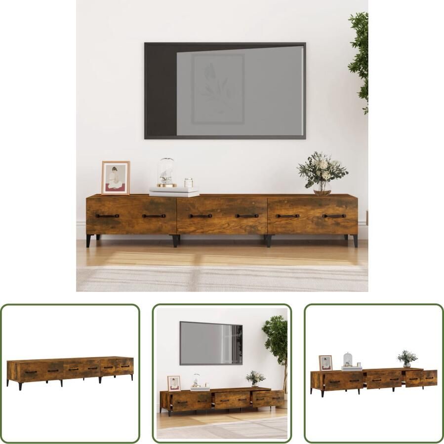 The Living Store Moderne Televisiemeubel Mediakast 150 x 34.5 x 30 cm Gerookt eiken - Foto 2